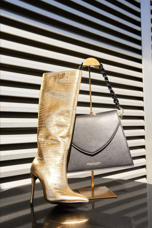NAOMI CROC PRINT BOOT GOLD